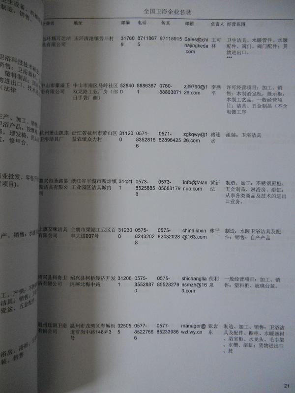 中國衛(wèi)浴企業(yè)黃頁可開展精準(zhǔn)營銷，電話營銷、郵件營銷、傳真營銷等等多管齊下，圓您銷售冠軍夢