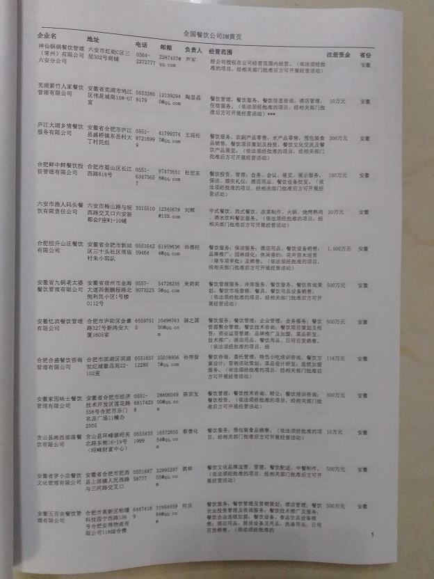 中國(guó)餐飲企業(yè)黃頁(yè)可開展精準(zhǔn)營(yíng)銷，電話營(yíng)銷、郵件營(yíng)銷、傳真營(yíng)銷等等多管齊下，圓您銷售冠軍夢(mèng)