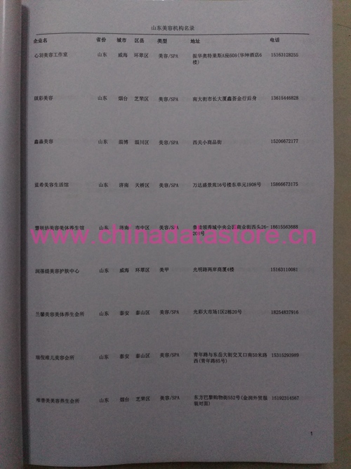 山東美容院企業(yè)黃頁收錄了最新的山東美容院企業(yè)名單，具有極高的營銷價值，實實在在提高銷售業(yè)績